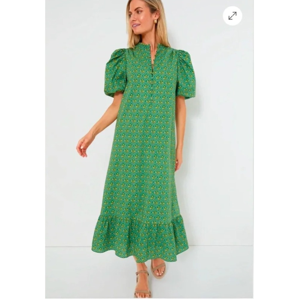 Hyacinth House Tuckernuck Frannie Tiered Maxi Dress Women's Large Green Floral